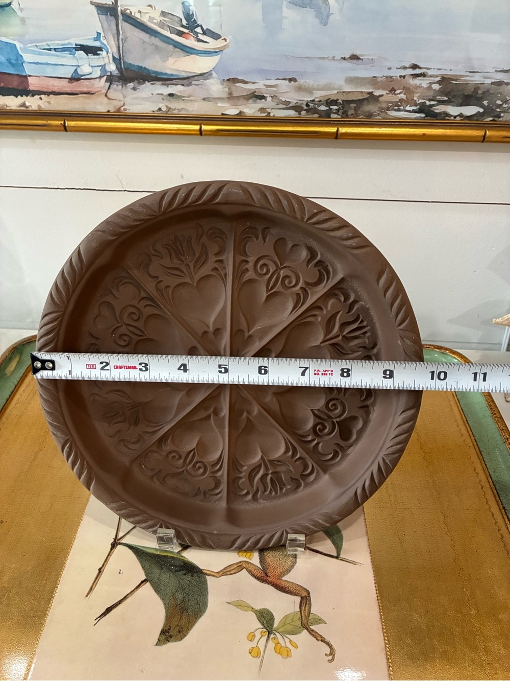 Vintage Hartstone USA Shortbread Mold Hearts Tulips Stoneware Baking Mold - Picture 5 of 6